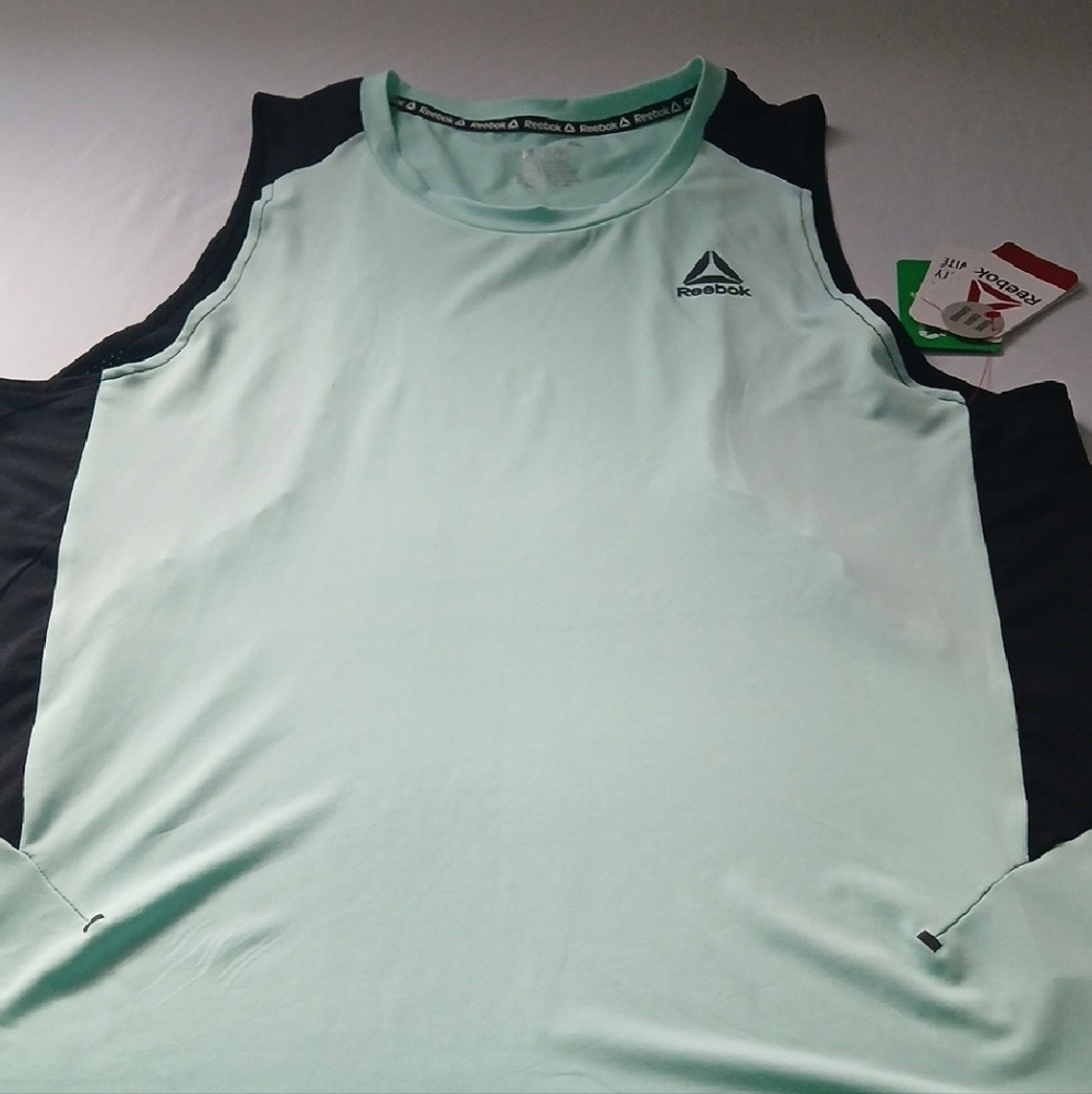 Reebok Men's Mint Green Tank with Black Side Panels Size M